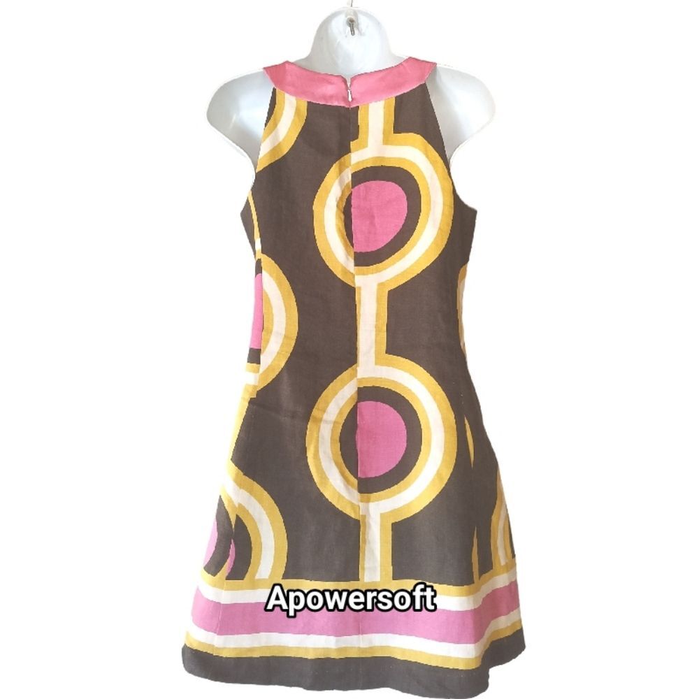 Retro Mod Linen Halter Mini Dress - Picture 8 of 9